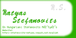 matyas stefanovits business card